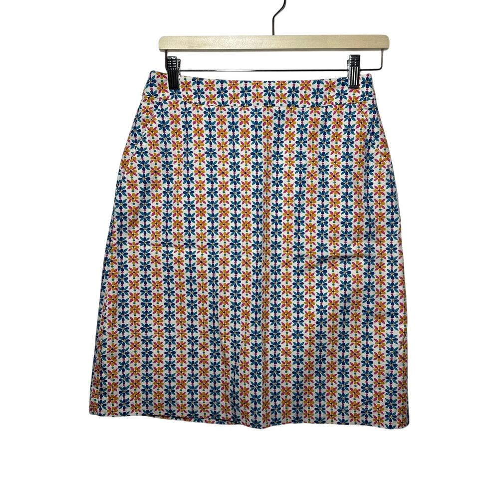 Boden Francesca A-Line Skirt Plumeria Print Lined Mini Skirt Cotton Sz 6 Pockets